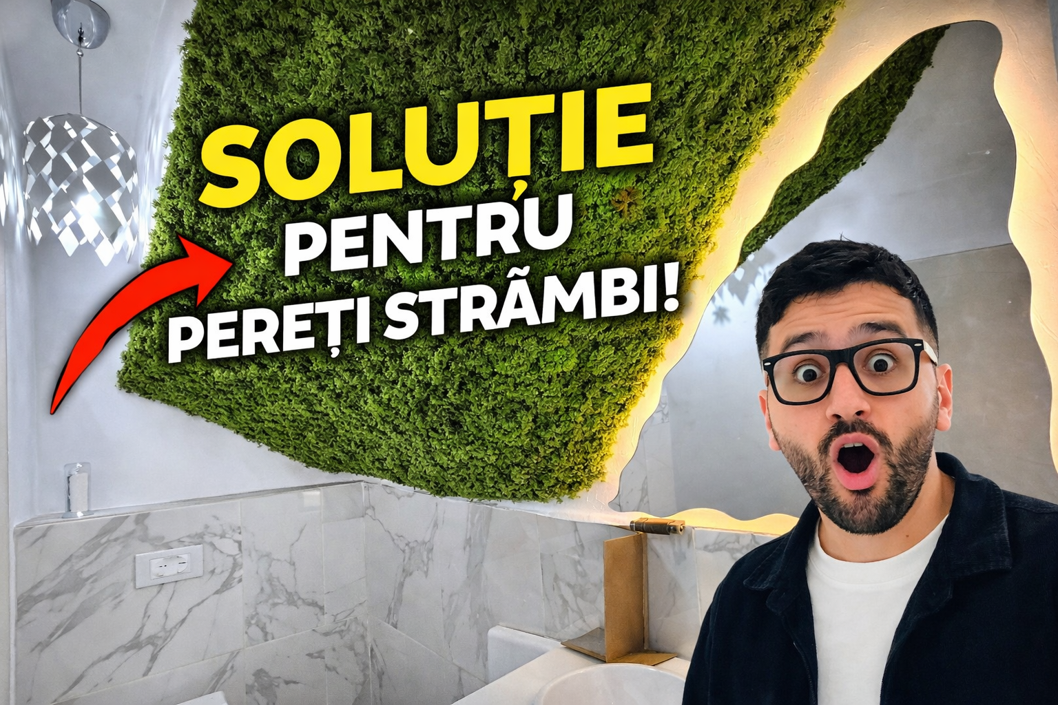 Soluție creativă pentru un perete strâmb folosind licheni stabilizați