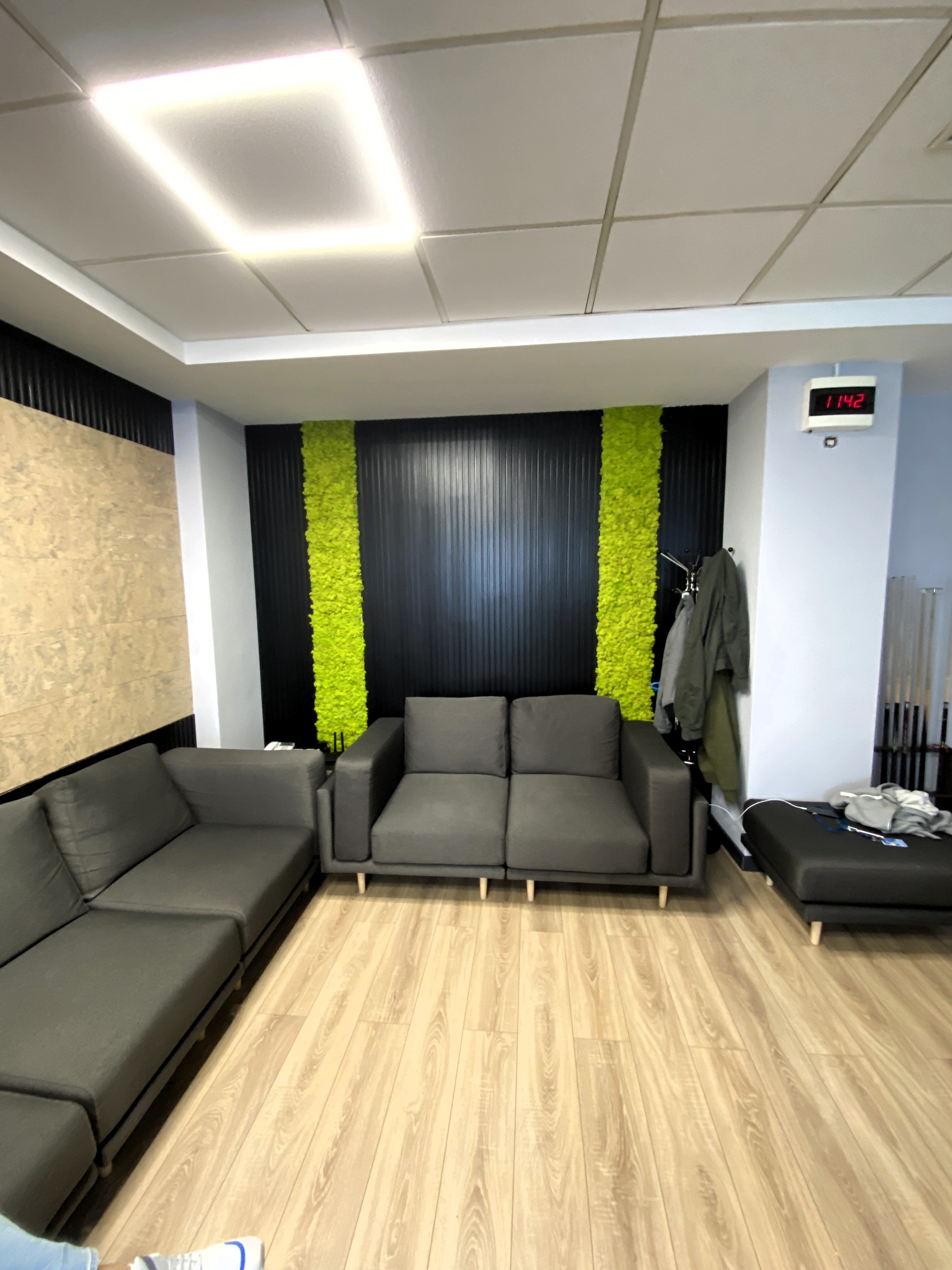 Decor benzi verticale cu licheni și riflaje