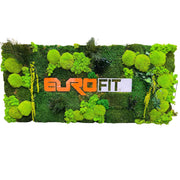 Panou cu logo iluminat LED din licheni, muschi și plante stabilizate | Personalizare grafică pentru companii