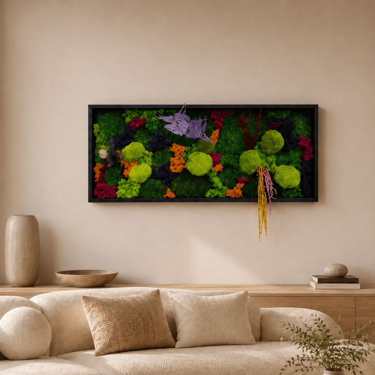 Tablou licheni „Poienița Zânelor” | tablou natural 100 × 50 cm