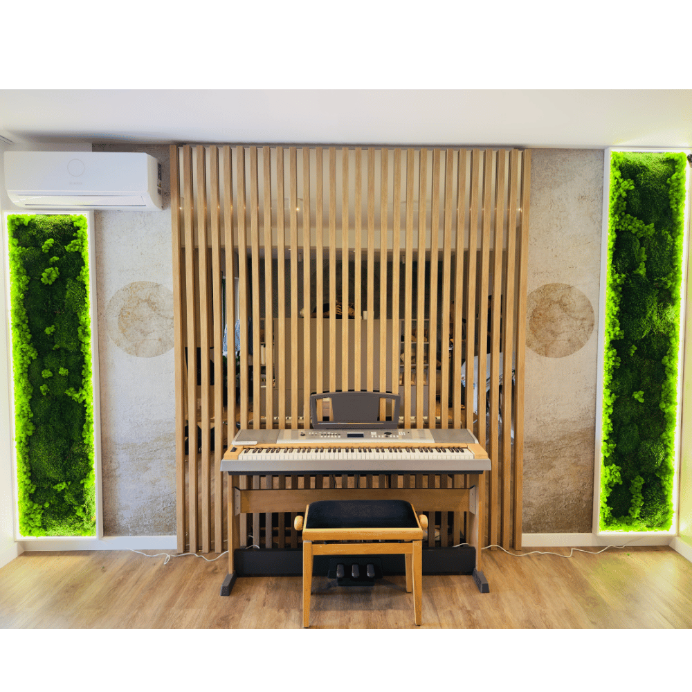 Panou decorativ din licheni stabilizați cu iluminare LED | Design modern pentru interior
