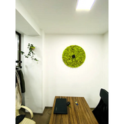 Ceas decorativ din licheni stabilizați – Verde Aprins pentru Living sau Birou