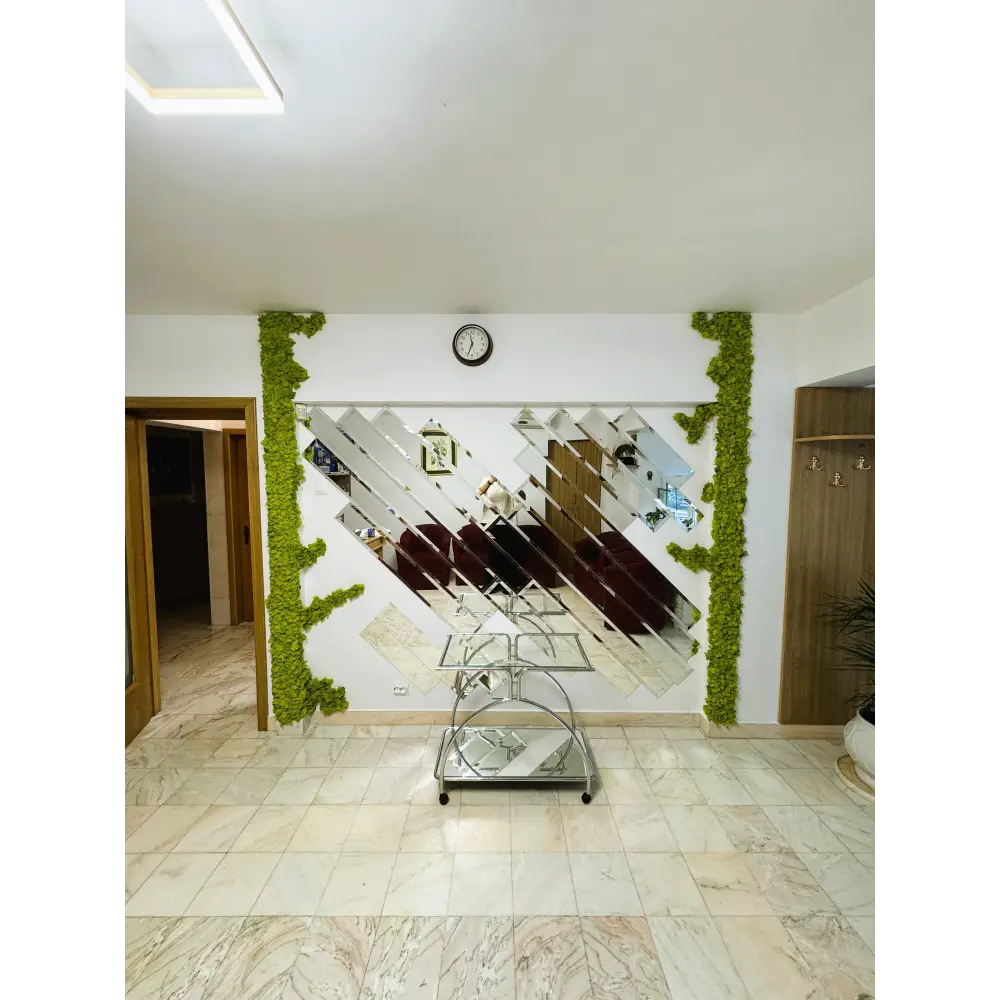 Decor licheni cu oglindă – contur organic verde primavara