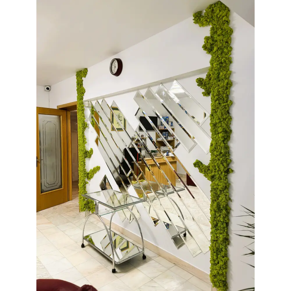 Decor licheni cu oglindă – contur organic verde primavara