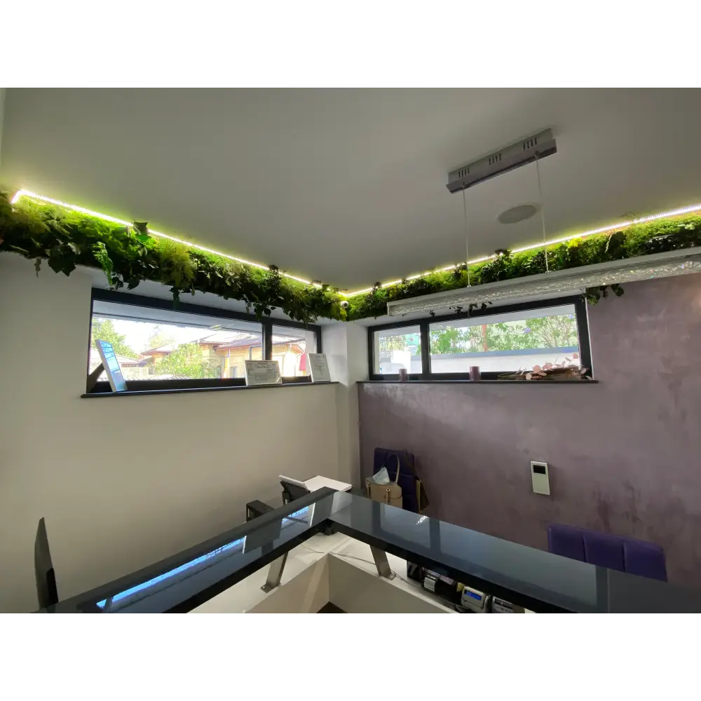 Grindă decorativă cu muschi si plante stabilizate – iluminare LED