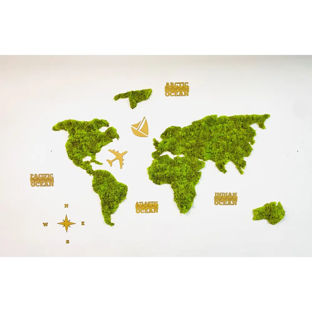 Harta lumii din licheni stabilizați – Design unic și natural pentru spații moderne