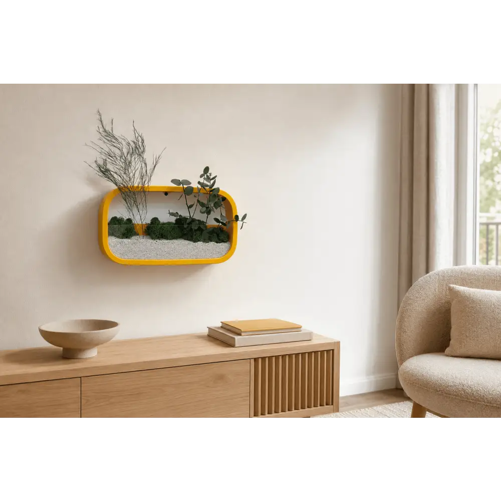 Jardinieră decorativă de perete dreptunghiulară - Galben