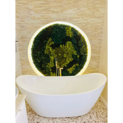 Panou decorativ circular din licheni in trei nuante cu iluminare led