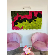 🌿 Panou decorativ cu licheni stabilizați roz mixt