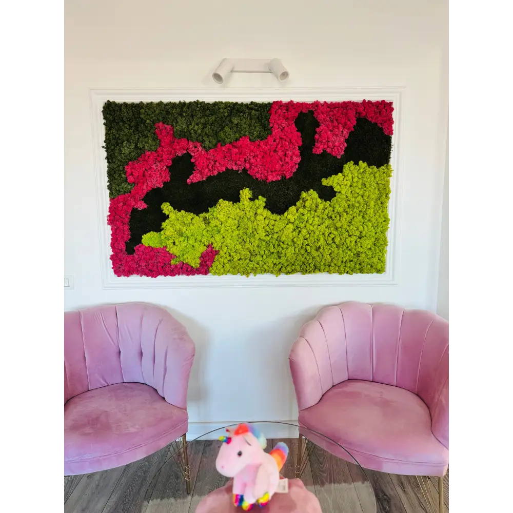 🌿 Panou decorativ cu licheni stabilizați roz mixt