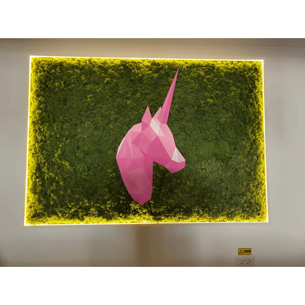 🦄 Panou decorativ cu licheni stabilizați și element unicorn – Personalizat 🦄
