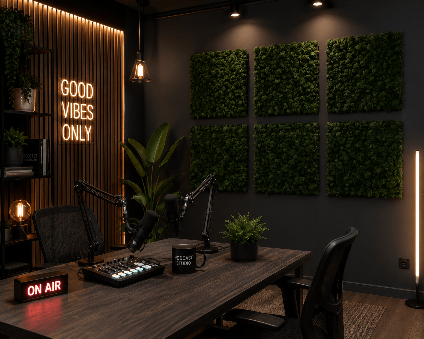 Panou fonoabsorbant cu licheni stabilizați verde padure 30x30 cm
Panou decorativ acustic cu licheni verzi pentru studio podcast