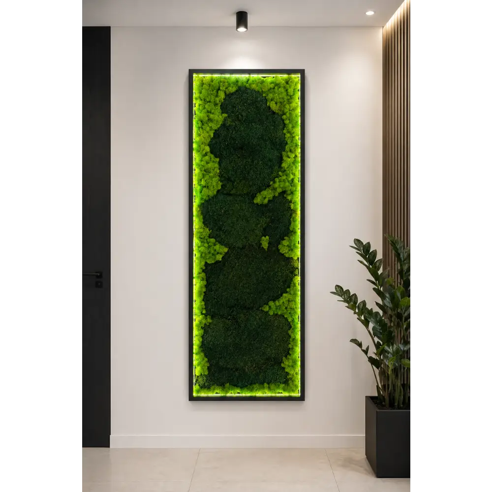 Tablou cu licheni stabilizați 150x50 cm cu iluminare LED – Design modern premium
